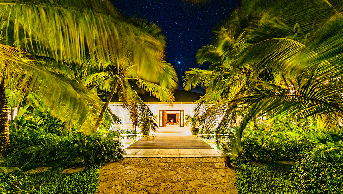 Luxury private villa rental holiday Bahamas at night