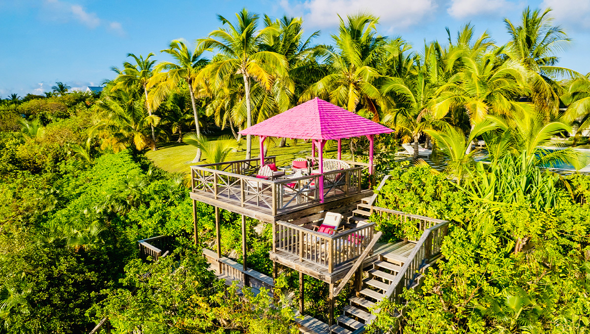 luxury getaways private island holidays Bahamas pink gazebo