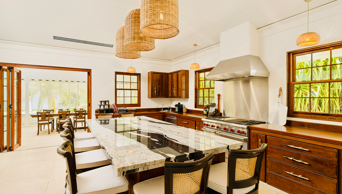 Luxury private villa rental vacation Bahamas kitchen